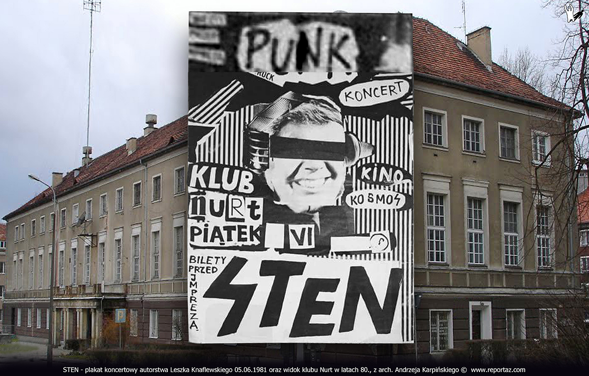 Plakat koncertowy STEN. Pierwszy, poznański zespół punkrockowy Sten. Historia polskiego punkrocka, początki. Klub Nurt.