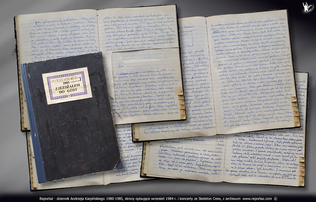 Reportaż - dziennik Andrzeja Karpińskiego 1980-1985, strony opisujące wrzesień 1984 r. i koncerty ze Skeleton Crew,