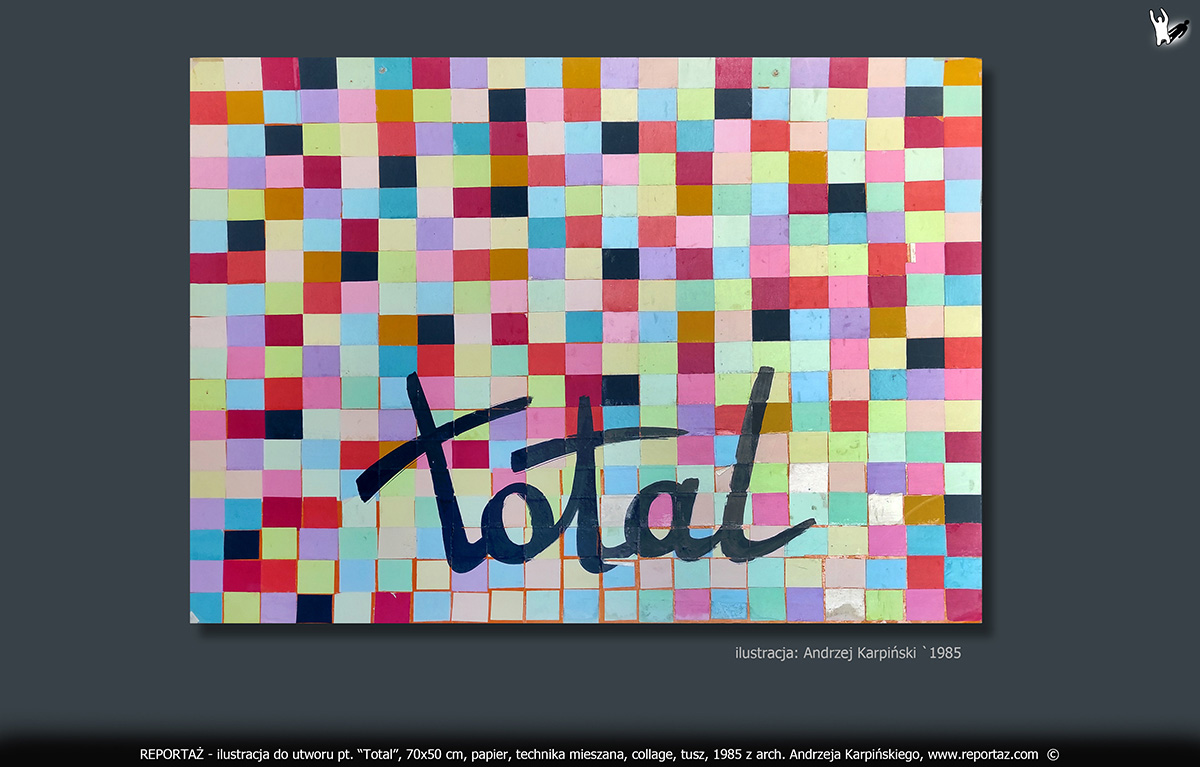 zespół Reportaż, ilustracje, grafiki, obrazy koncertowe do tekstow prosimy nie Powtarzać! Format 70x50 cm, papier, tempera, tusz, technika mieszana collage