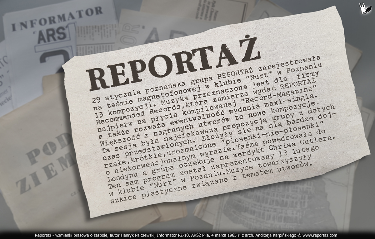 Reportaż - wzmianka prasowa, autor Henryk Palczewski, PZ-10, ARS2, Piła 4 marca 1985 r.