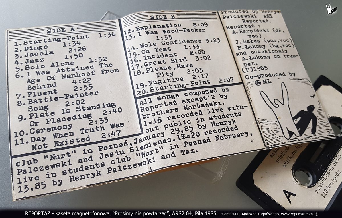 Reportaż kaseta magnetofonowa, Prosimy nie powtarzać, ARS2 04, Piła 1985