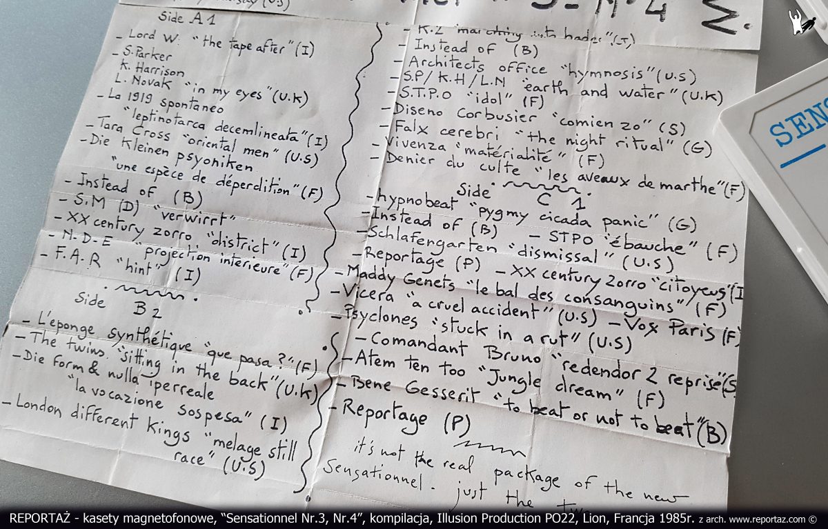 Reportaż kaseta Sensationnel Nr.3, Nr.4, kompilacja, Illusion Production PO22, Lion, Francja 1985