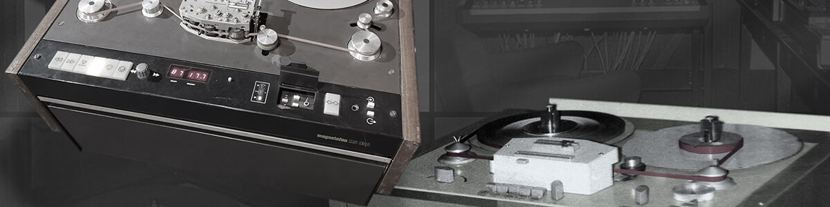 zespół REPORTAŻ - magnetofony Fonia i MS-82 i MS-850, używane do nagrań muzyki ilustracyjnej od stycznia 1986 r. w studio Radia Winogrady, Poznań