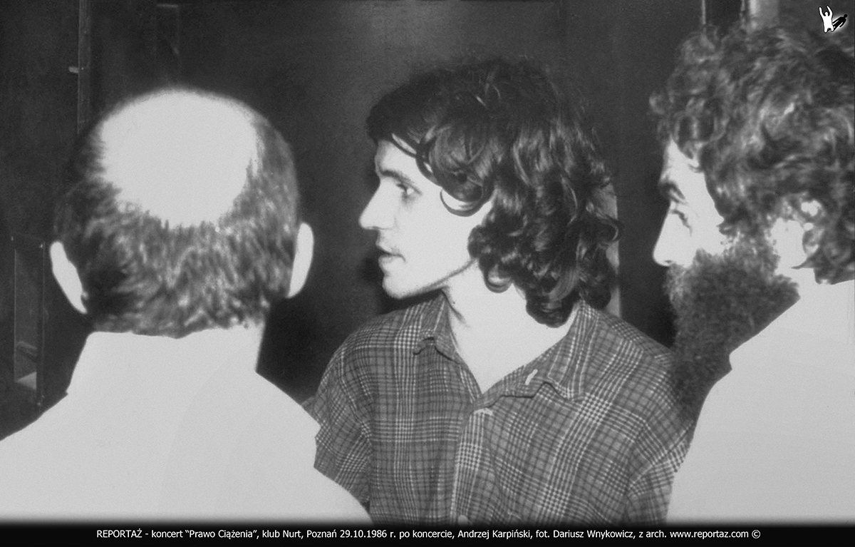 Koncert grupy, zespołu Reportaż pt. "Prawo Ciążenia" w klubie Nurt w Poznaniu przy ul. Dożynkowej 9 dnia 29 października 1986 roku. Andrzej Karpiński.