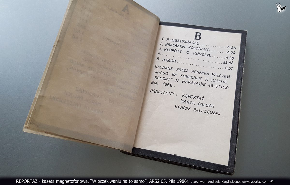 Reportaż kaseta magnetofonowa, W oczekiwaniu na to samo, ARS2 05, Piła 1986