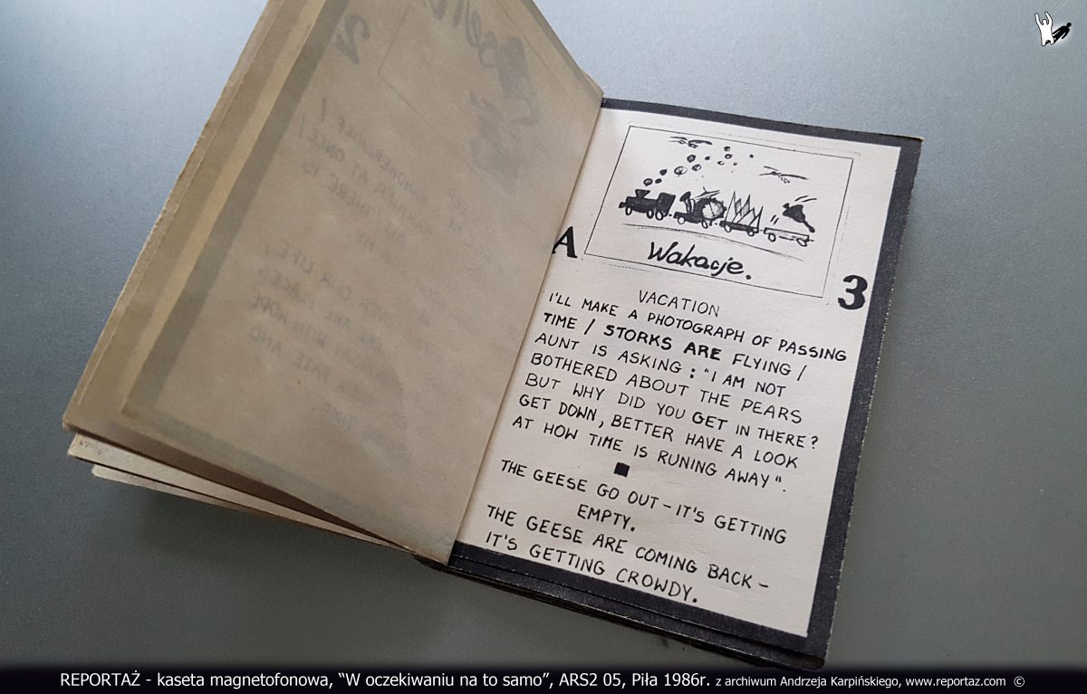 Reportaż kaseta magnetofonowa, W oczekiwaniu na to samo, ARS2 05, Piła 1986
