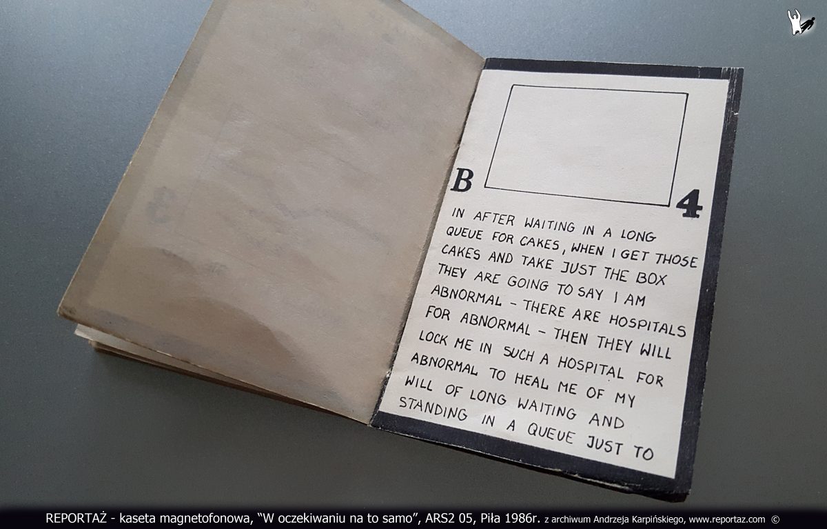 Reportaż kaseta magnetofonowa, W oczekiwaniu na to samo, ARS2 05, Piła 1986