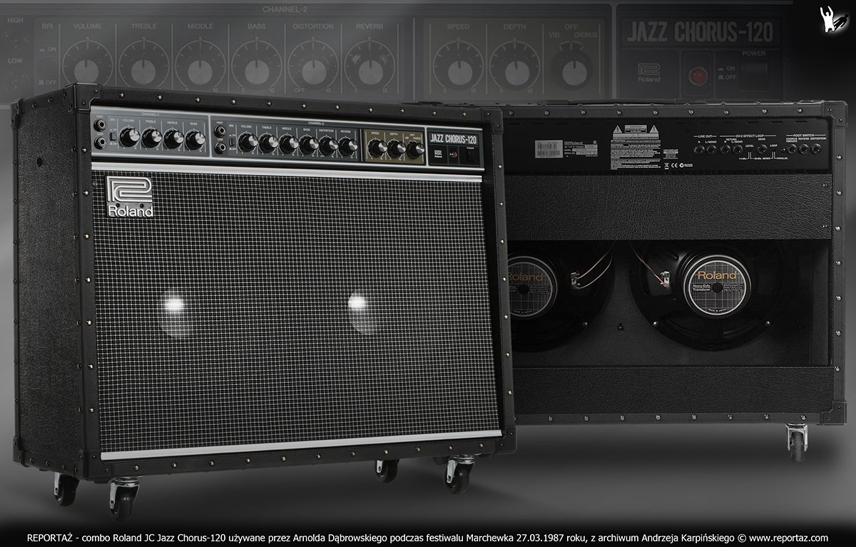 REPORTAŻ - combo Roland JC Jazz Chorus-120 używane przez Arnolda Dąbrowskiego podczas festiwalu Marchewka 27.03.1987 roku