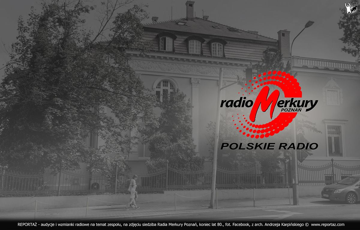 grupa REPORTAŻ - audycje i słuchowiska radiowe z udziałem zespołu, na zdjęciu siedziba Radio Merkury Poznań, koniec lat 80.