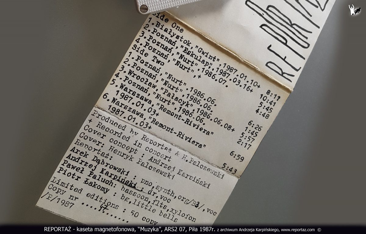 Reportaż kaseta magnetofonowa, Muzyka, ARS2 07, Piła 1987