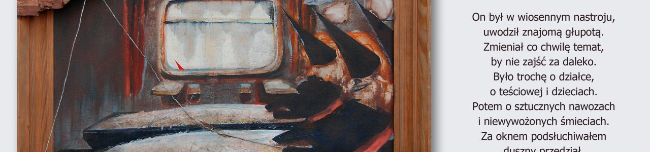 Andrzej Karpiński, antyobraz do tekstu zespołu Reportaż Miejsca Leżące Pierwsza klasa płótno, olej, 1987