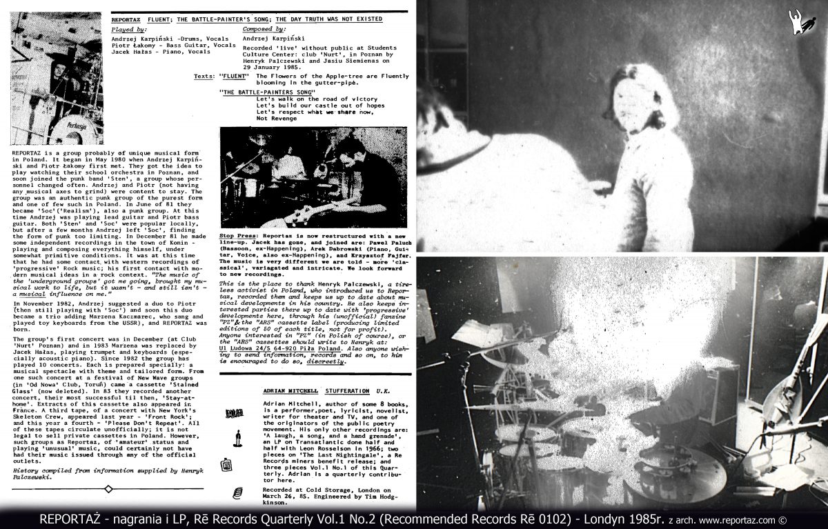 Re Records Quarterly Vol.1 No.2 Recommended Records Re 0102 Londyn 1985